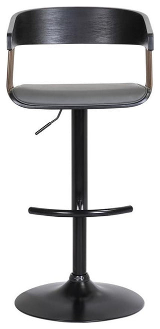 Armen Living Larisa 33" Adjustable Faux Leather & Wood Bar Stool in Gray