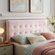 Contemporary Modern Bedroom Queen Size Tufted Headboard, Velvet Fabric, Pink