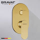 Bravat Shower Valve Mixer 2-Way Concealed Wall Mounted, Brushed Gold