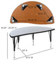 76" Oval Wave Activity Table Set with 12" Student Stack Chairs, Grey