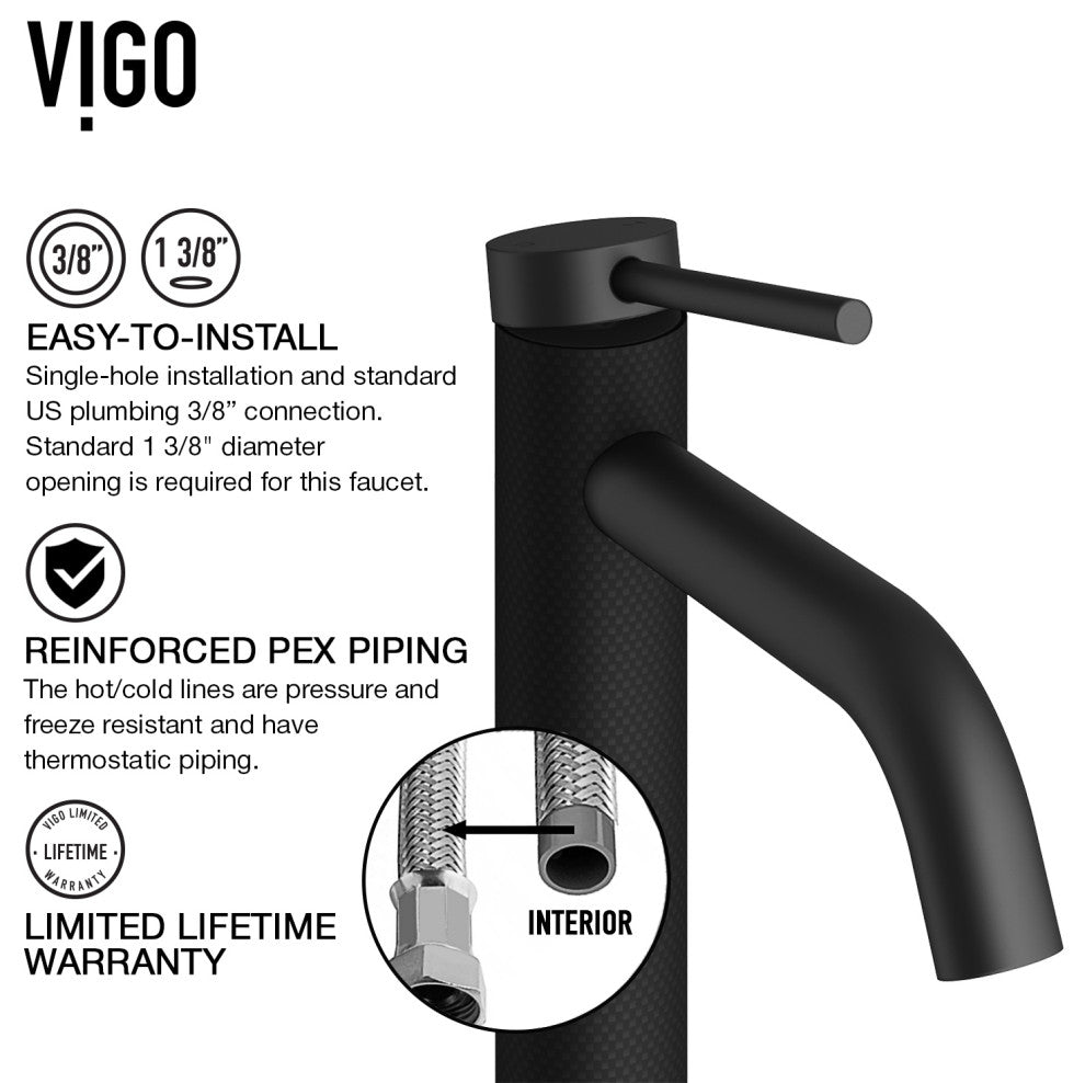 VIGO Madison 8" H Single Handle Single Hole Bathroom Faucet, Matte Black, Without Extras