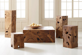Teak Slice Pedestal, Square, Small