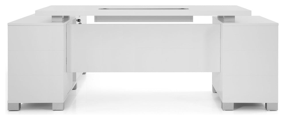 Ford Executive Modern Desk With Filing Cabinets and Return, Right Return