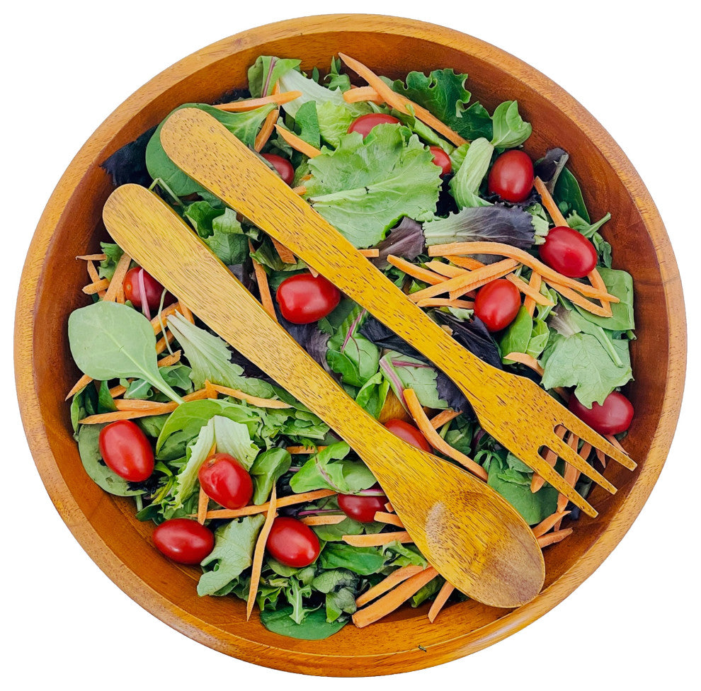 3 Piece Wood Salad Bowl Set, Large