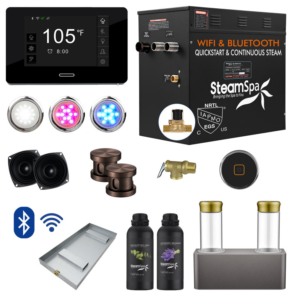 10.5kW QuickStart Steam Bath Generator With Dual Aroma Pump, Oil Rubbed Bronze