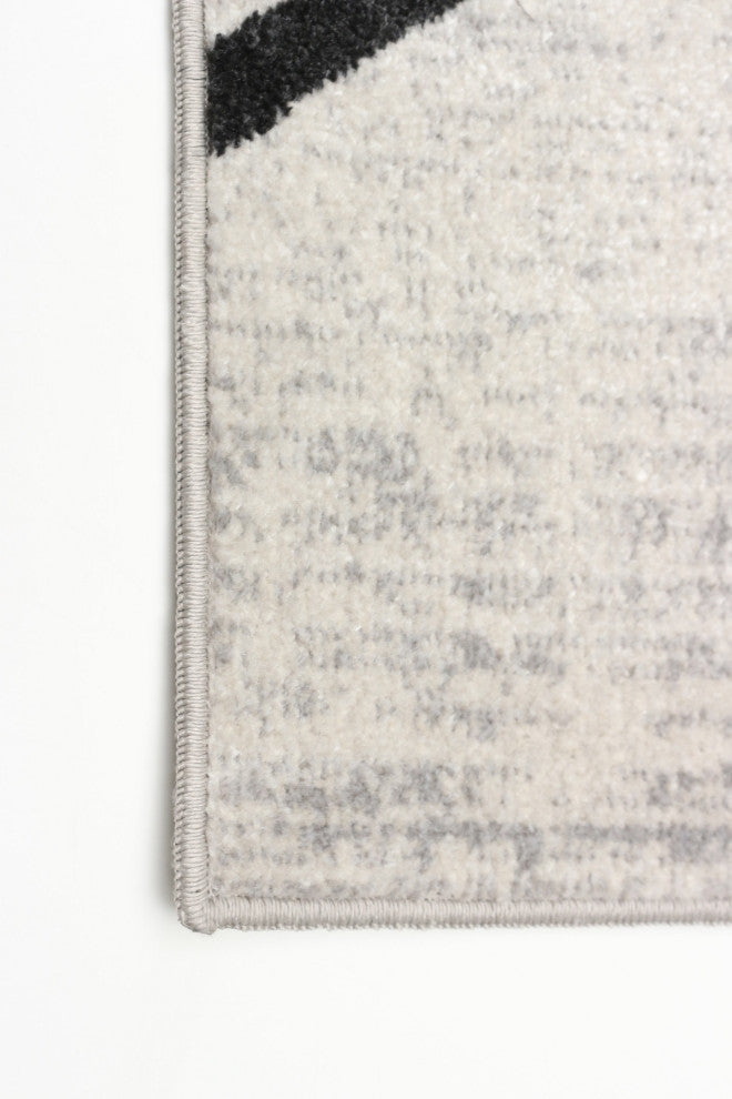 Aqua Damali Area Rug, Ivory/Black, 6'x9'