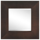 Beveled Wall Mirror, Bronze on Black Metallic Shagreen Leather Framed Mirror