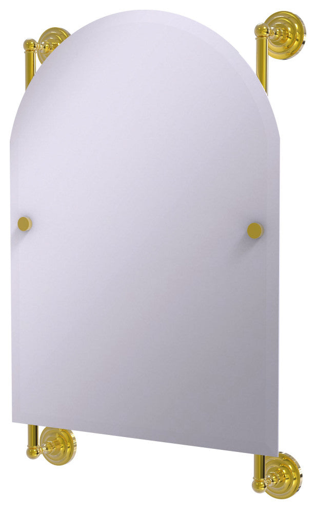 Prestige Que New Arched Top Frameless Rail Mounted Mirror, Polished Brass