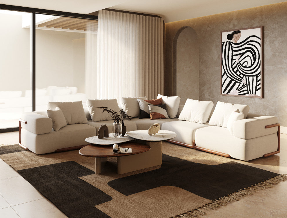 Divani Casa Simone Modern Off-White Fabric Sectional Sofa