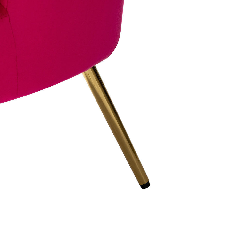 Upholstered Accent Barrel Chair With Tufted Back, Fushia