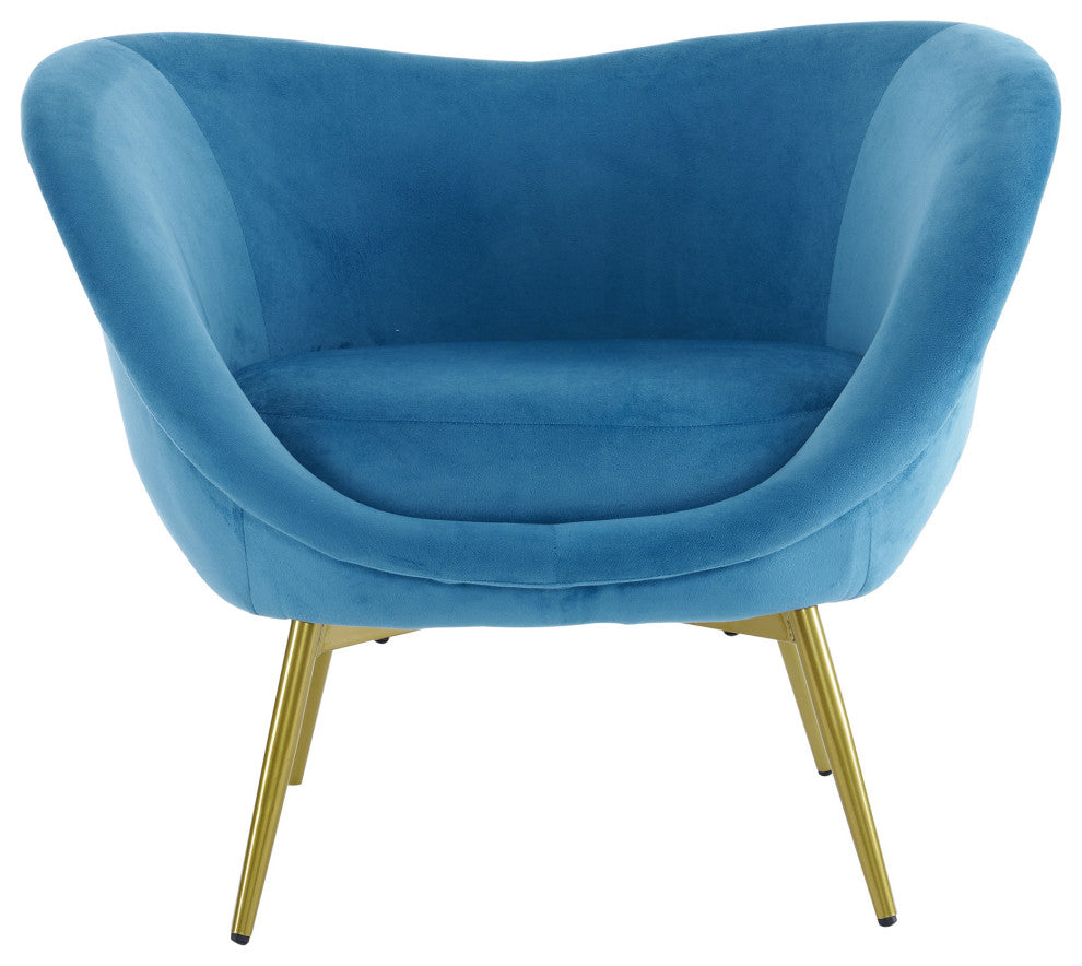 GDF Studio Modern Velvet Accent Chair With Gold Metal Legs, Teal
