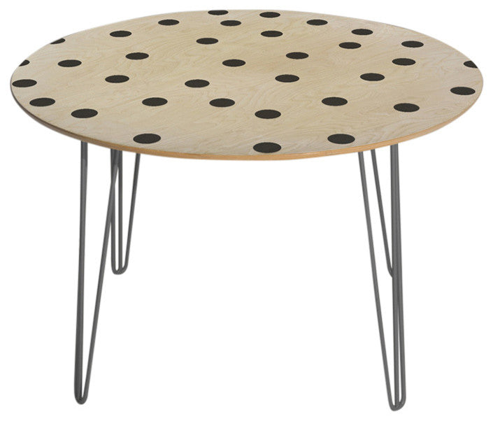 Deny Designs Garima Dhawan Vintage Dots Black Round Table Steel Legs