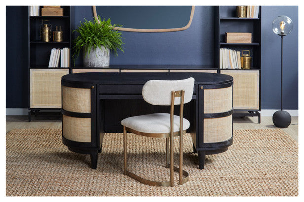 Canggu Cane Solid Wood Desk - Charcoal