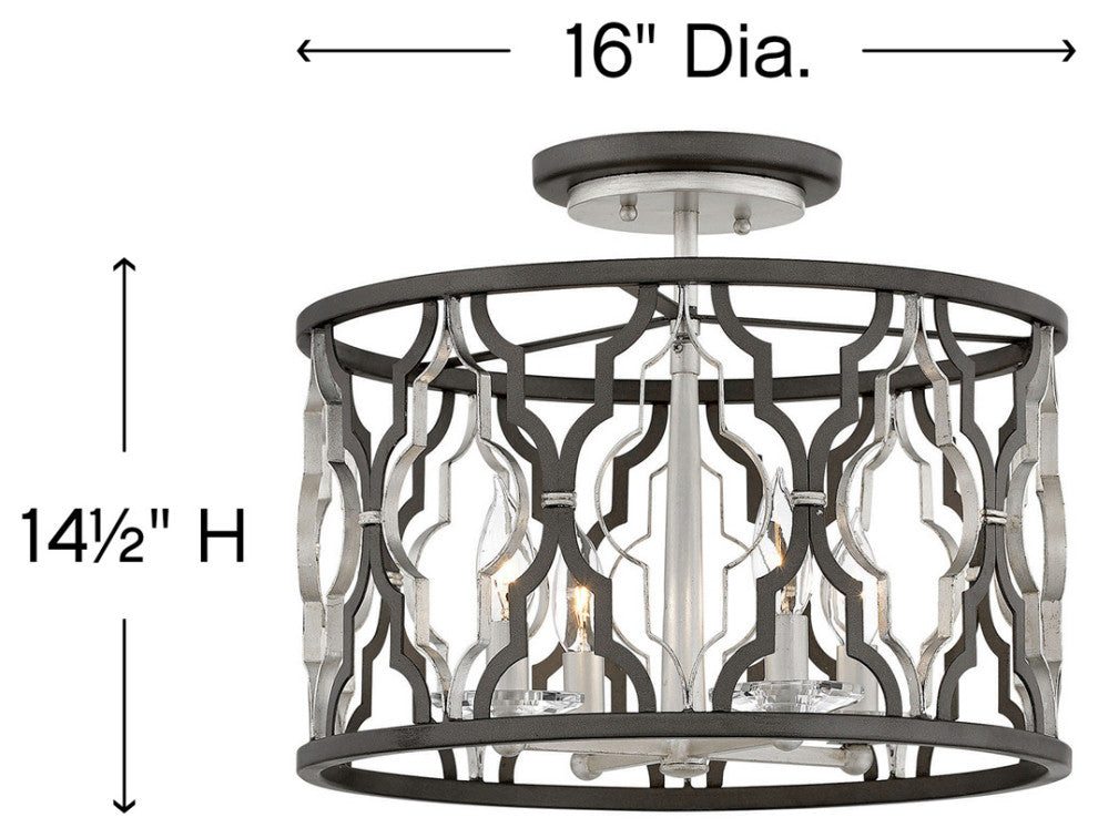 Hinkley Portico Medium Semi-Flush Mount, Glacial