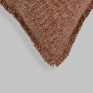 Organic Chic Washed Textured Pillow With Frayed Edges, Chestnut