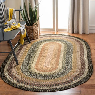 Safavieh Braided BRD308 Rug Machine-Washable, Multi, 6'x8' Oval