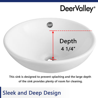 White Ceramic Circular Bathroom Vessel Bathroom Above Counter Sink With Overflow