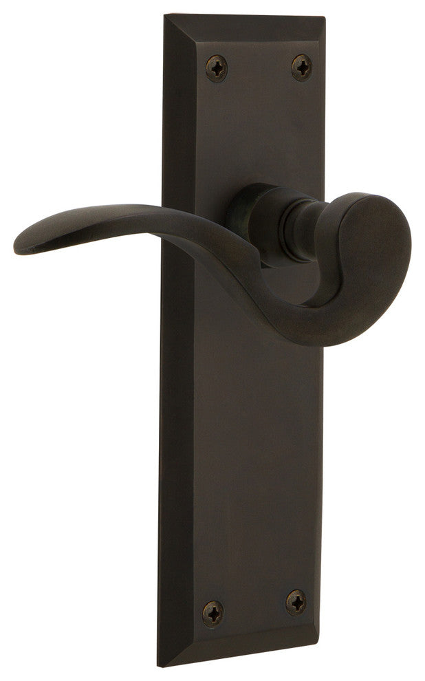 New York Plate With Manor Lever, Oil-Rubbed Bronze, Privacy, Non-Handed