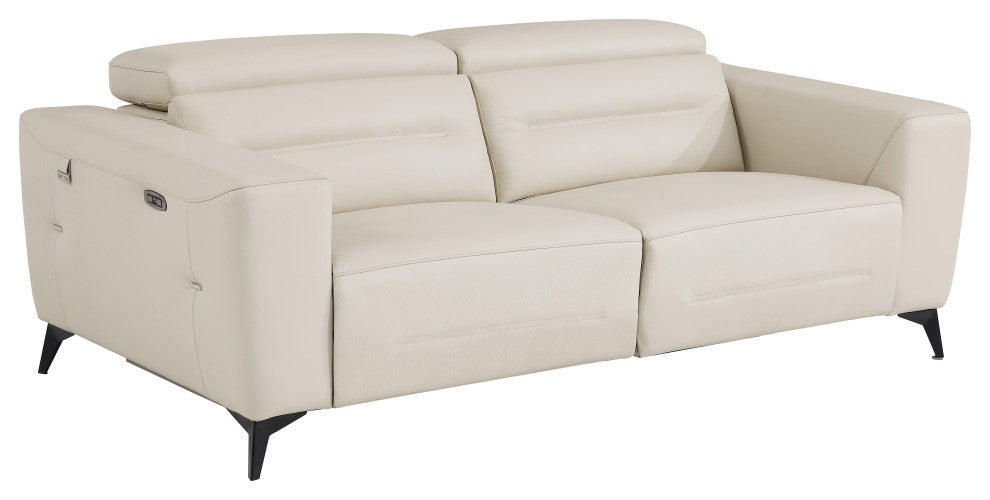 Arezzo Genuine Italian Leather Modern Sofa and Loveseat, Beige