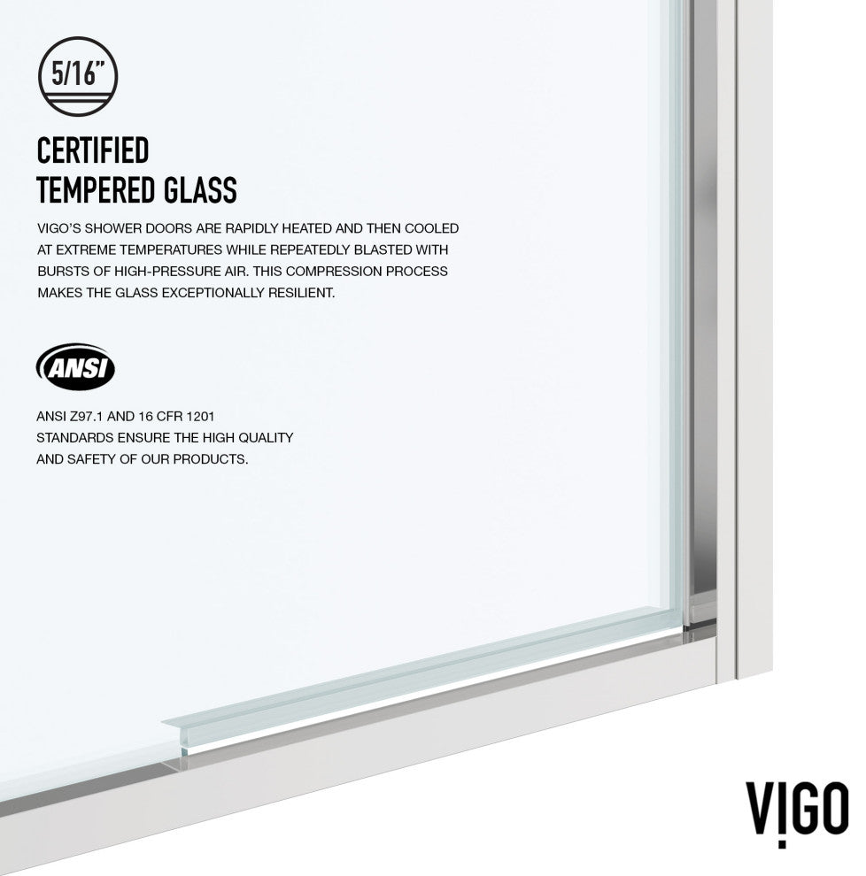 VIGO Astoria Framed Pivot Shower Door, Chrome, 32" W X 76" H, Clear Glass