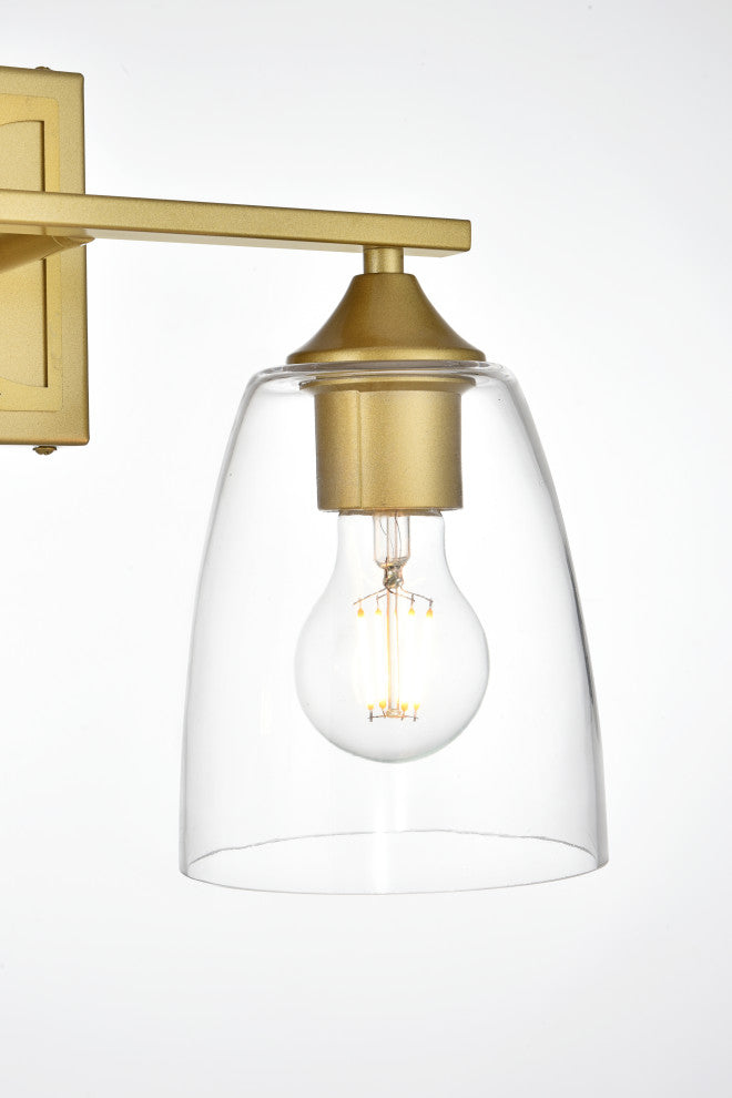 2 Light Brass And Clear Bath Sconce