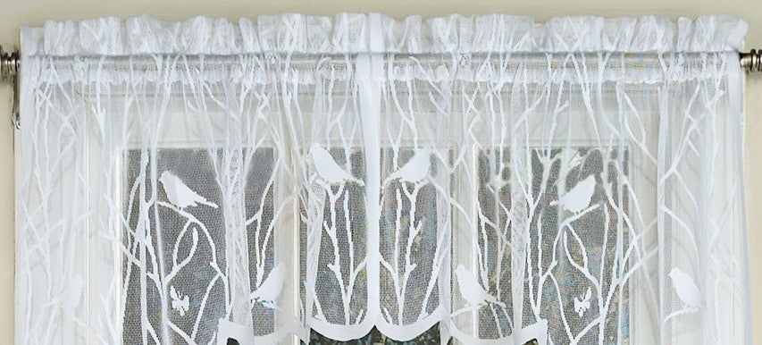 Songbird White Lace Kitchen Curtain, 56"x12" Valance