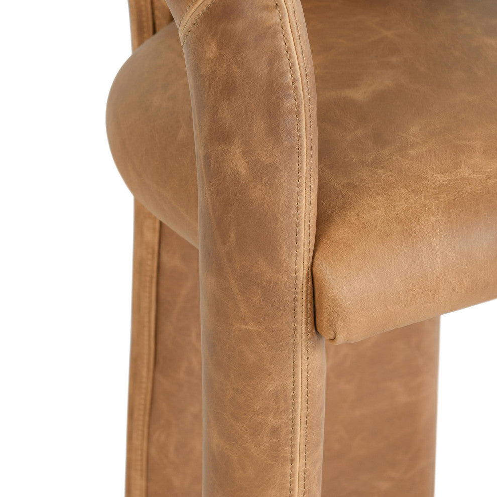 Kosas Home Archie 26" Distressed Leather Counter Stool, Brown