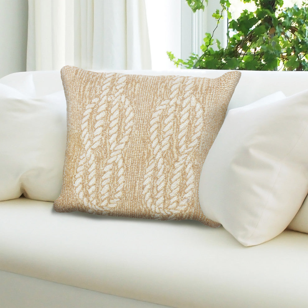 Frontporch Ropes Indoor/Outdoor Pillow 18" Square, Neutral