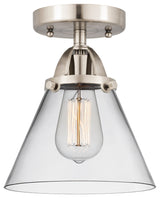 Large Cone Semi-Flush Mount, Brushed Satin Nickel, Clear, Clear