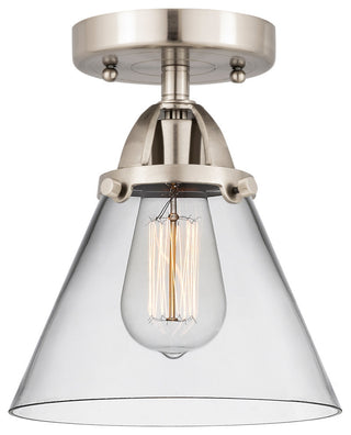 Large Cone Semi-Flush Mount, Brushed Satin Nickel, Clear, Clear