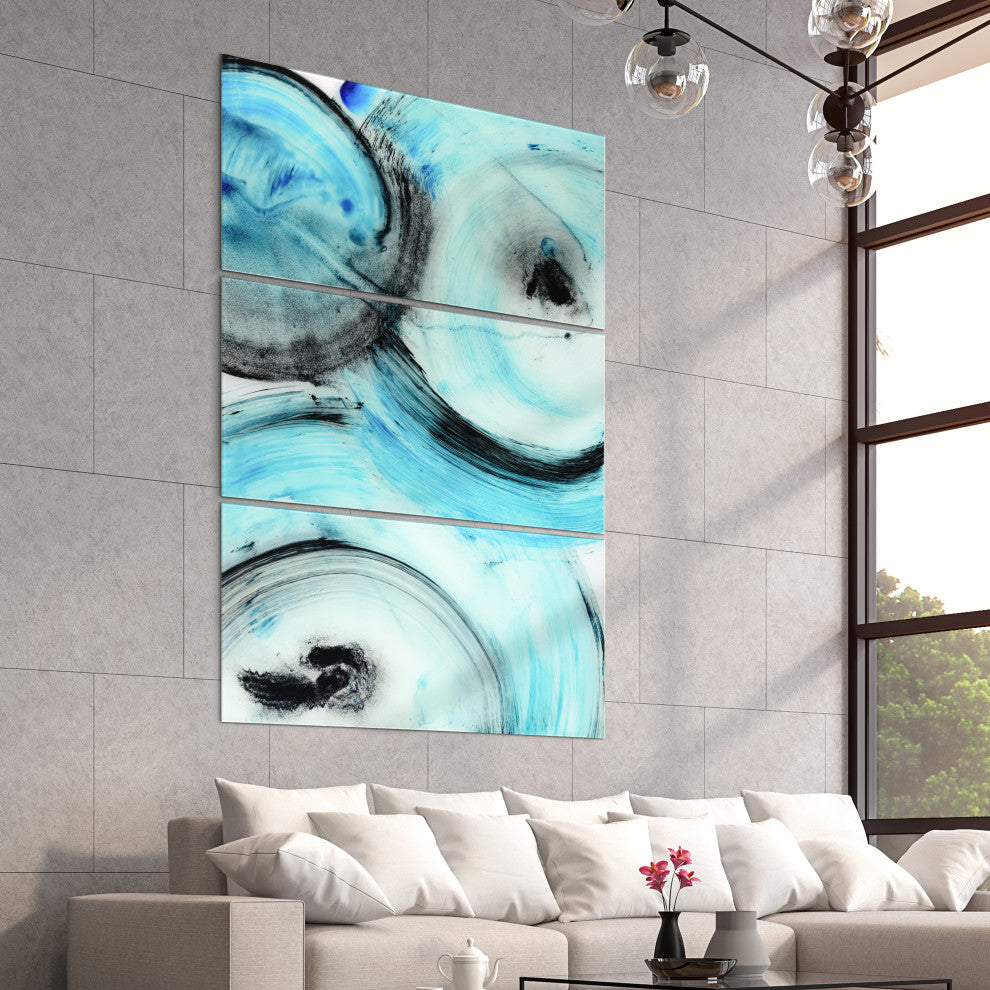 "Ripple Effect " Frameless Free Floating Tempered Glass Graphic Wall Art Set