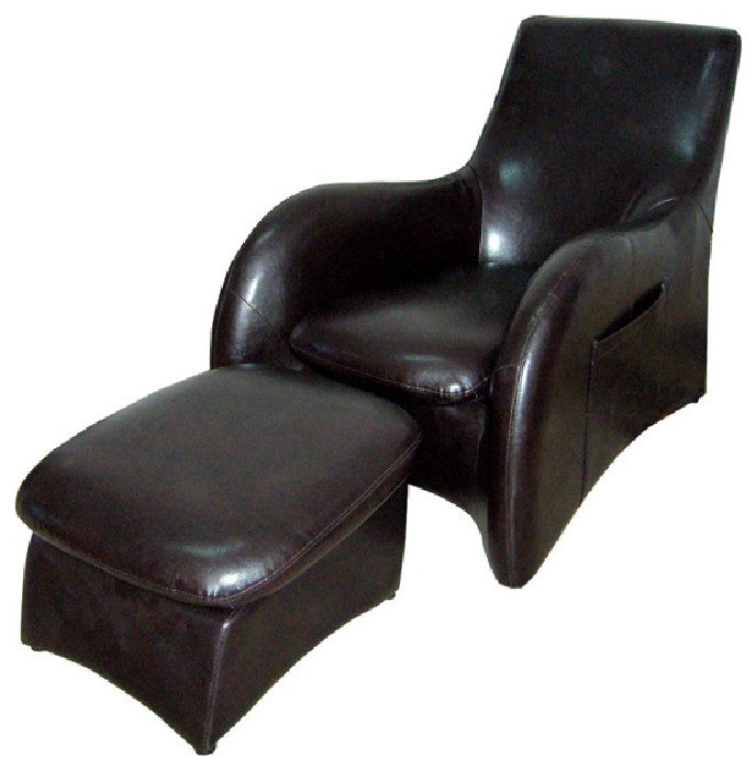 Benzara BM94730 Sofa With Sloped Armrests and Separate Leg Rest, Dark Brown