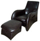 Benzara BM94730 Sofa With Sloped Armrests and Separate Leg Rest, Dark Brown