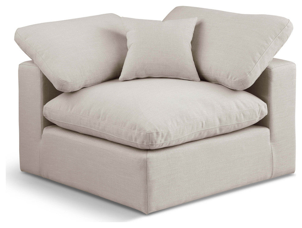 Comfy Beige Linen Textured Fabric Modular Chair, Beige, Linen Textured Fabric, Corner Chair