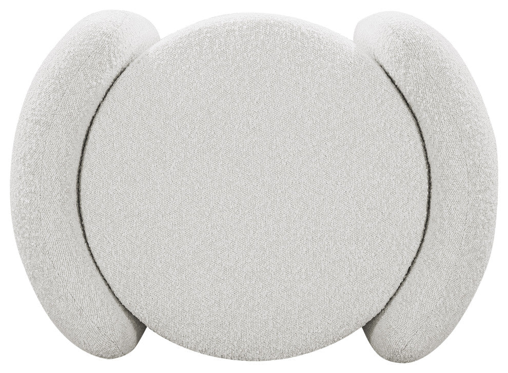 Horizon Boucle Fabric Upholstered Ottoman, Cream