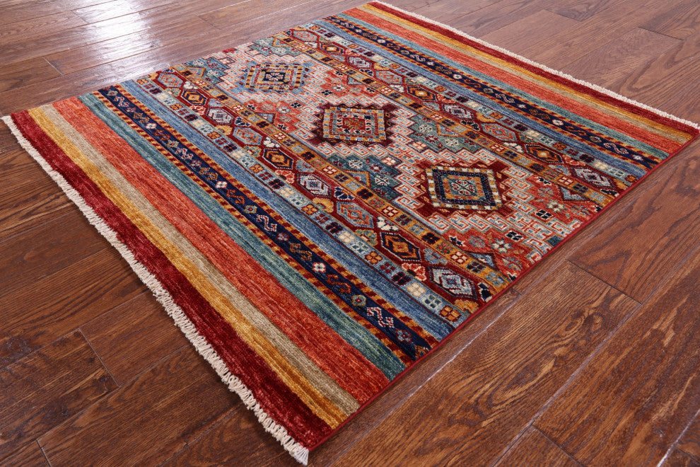 Hand Knotted Khorjin Super Kazak Rug 3' 3" X 3' 6" Q5692