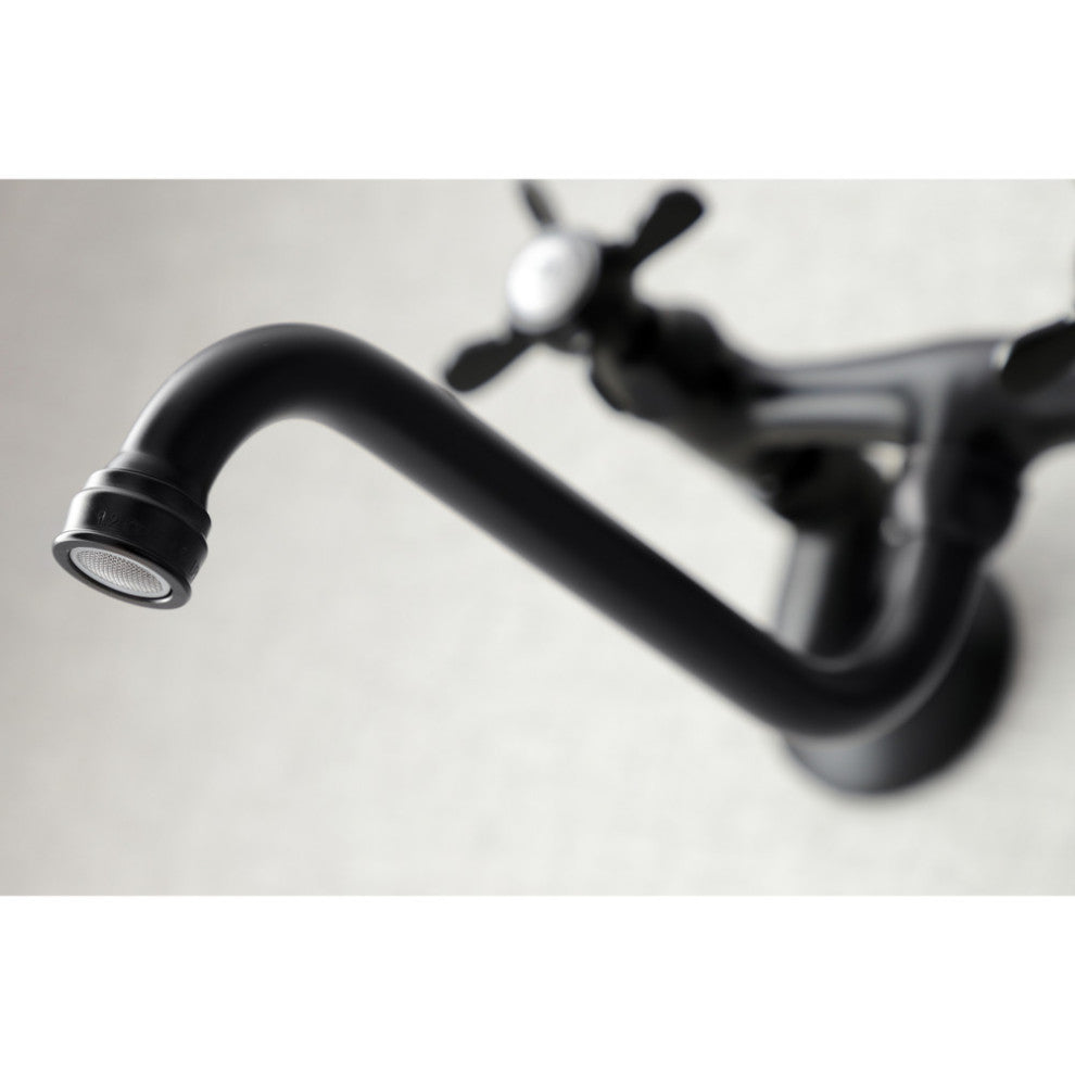 Kingston Brass KS115MB Essex Two Handle Wall Mount Bathroom Faucet, Matte Black