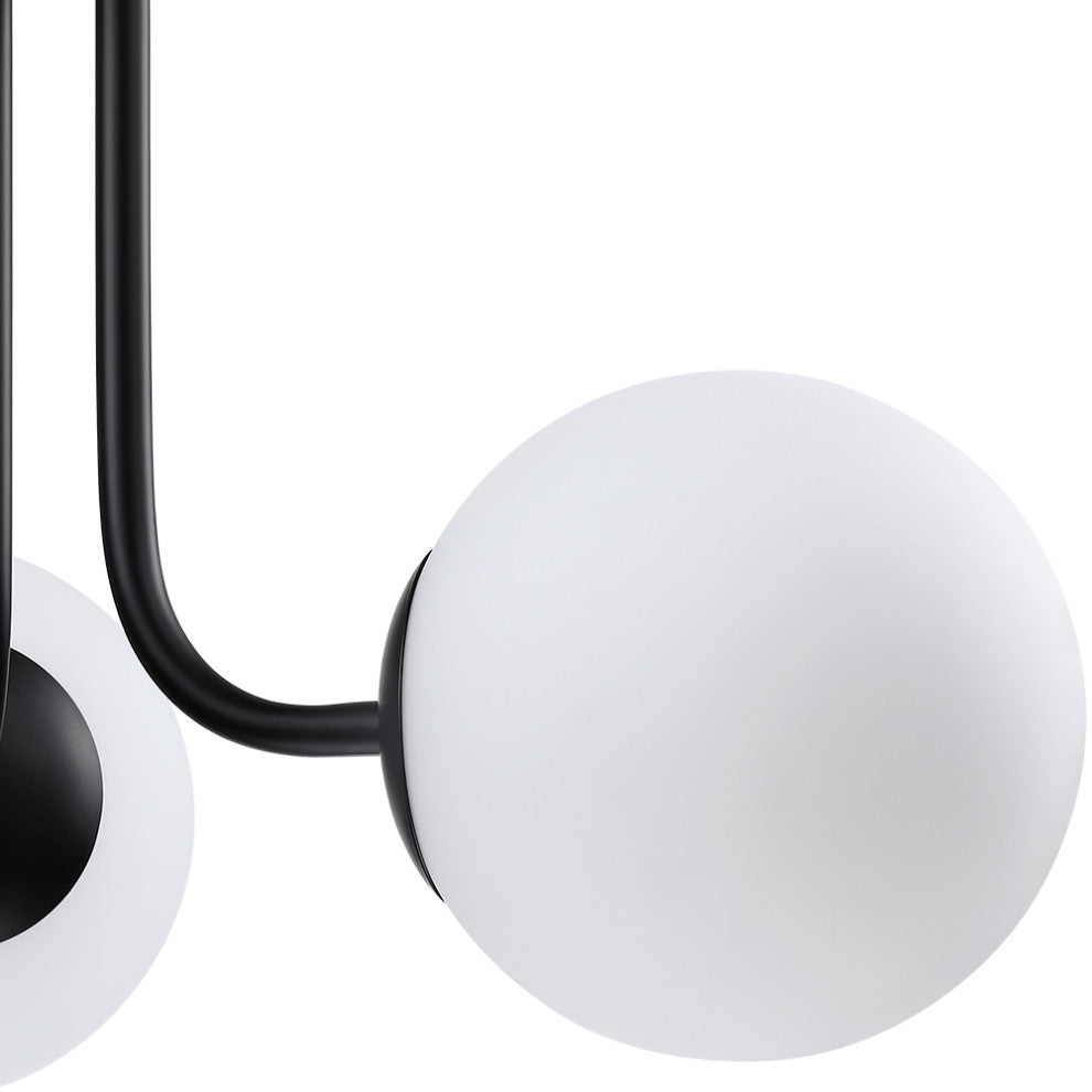 20" W 3-Light Globe Semi Flush Mount With Black Canopy