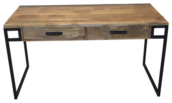 Anaheim Katy 2-Drawer Writing Desk in Modern Natural Finish on Solid Wood