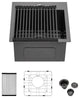 Black Stainless Steel Single Bowl Drop-In Kitchen Sink with Rinse Grid, Gunmetal Black, 15'' X 15''