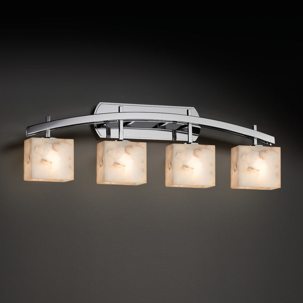 Alabaster Rocks! Archway 4-Light Bath Bar, Rectangle, Chrome, LED