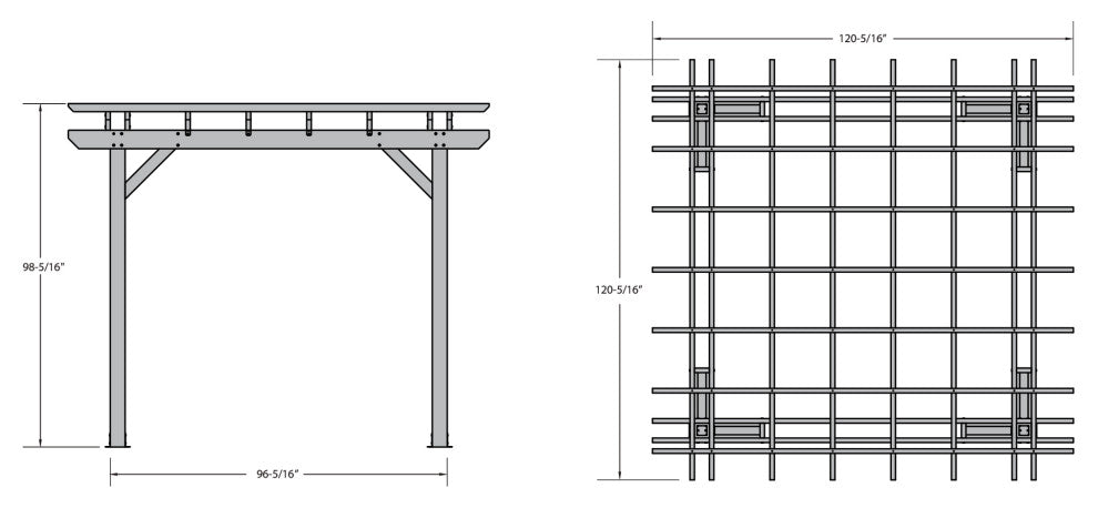 The Sequoia Professional Commercial Grade Ridgecrest 10x10 Pergola, Acorn, Coastal Teak