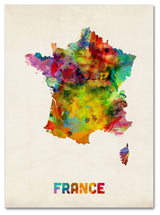 'France Watercolor Map' Canvas Art by Michael Tompsett