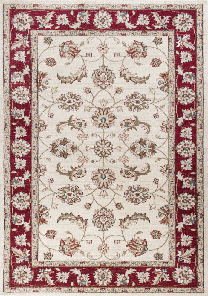 HomeRoots 9' x 12' Polypropylene Ivory or Red Area Rug