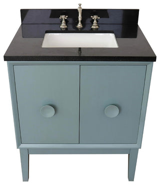 31" Single Vanity, Aqua Blue Finish With Black Galaxy Top