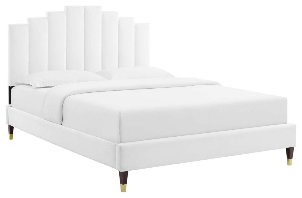 Elise Twin Performance Velvet Platform Bed MOD-6873-WHI