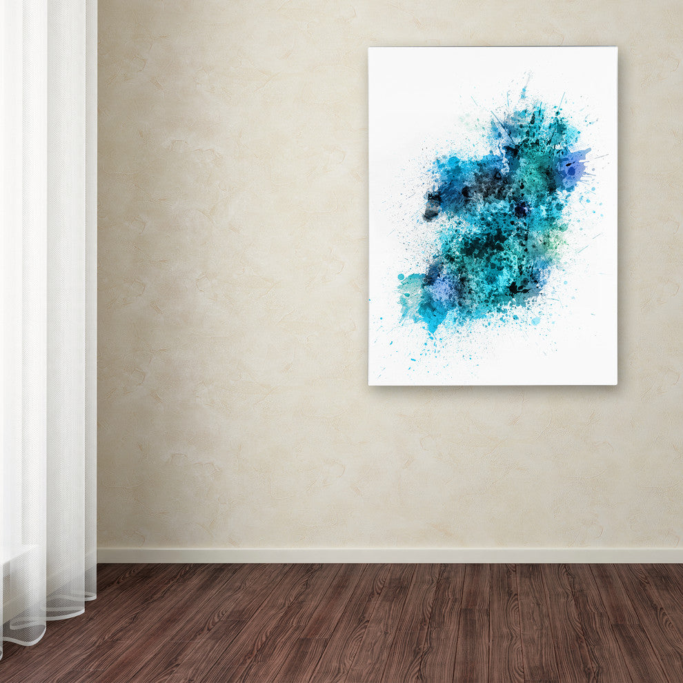 Michael Tompsett 'Ireland Map Paint Splashes' Canvas Art, 19"x14"