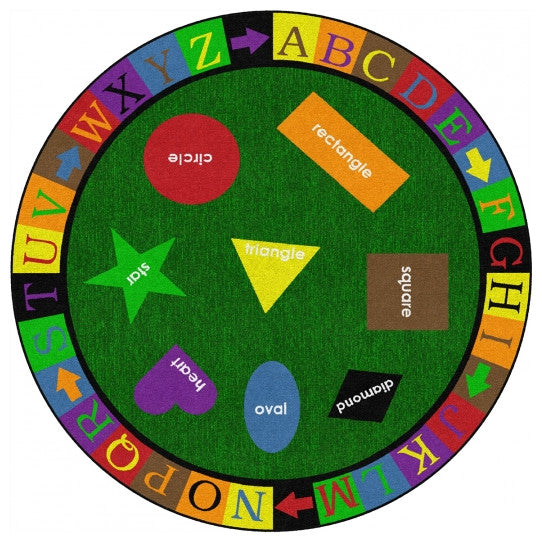 Flagship Carpets VA116-27A 6' Round Simple Shapes Educational Rug