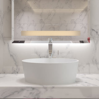 ADM Circular Countertop Vessel Sink, White, 20", Matte White