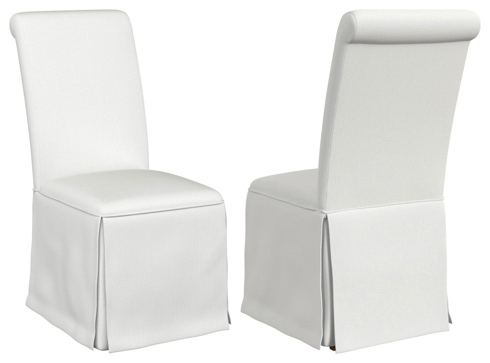 Shawna Upholstered Skirted Side Chair White, Set of 2